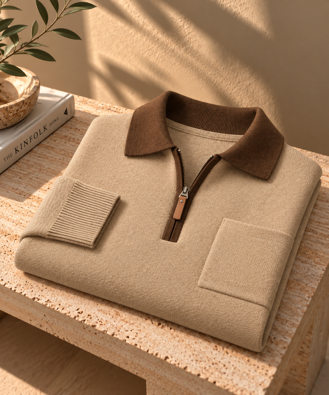 Men's Loose Polo Collar Half Zip Sweater