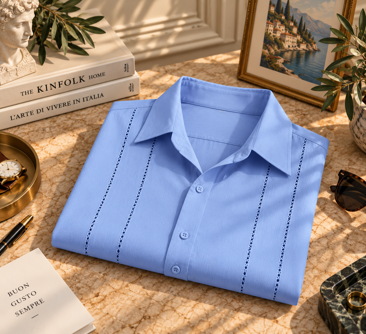 Linen Guayabera Beach Shirt