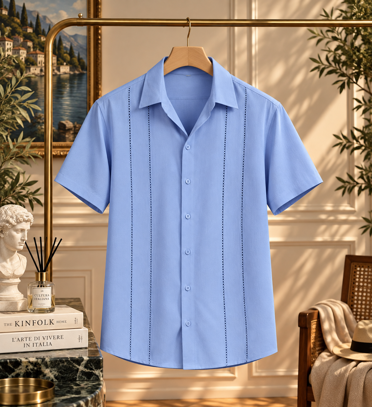 Linen Guayabera Beach Shirt