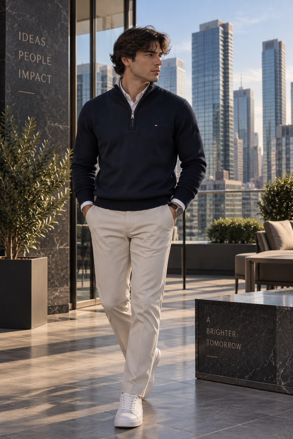 Boys' Quarter-Zip Sweater — Navy