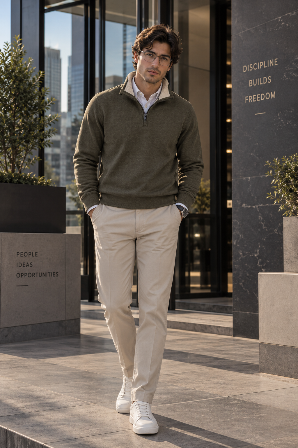 Sherpa-Lined Quarter-Zip Pullover