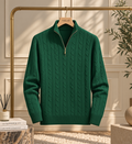 Cable-Knit Mock Neck Pullover