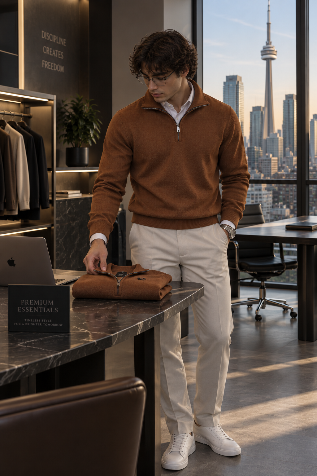 Slim-Fit Mock Neck Half-Zip Sweater