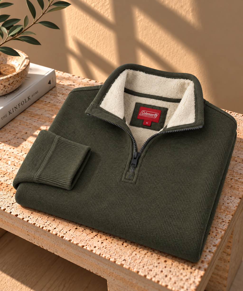 Sherpa-Lined Quarter-Zip Pullover