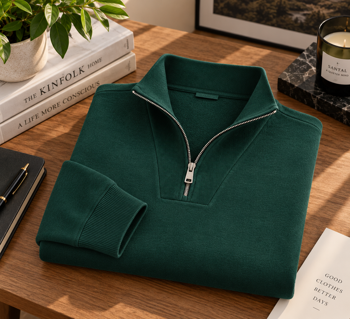 Half-Zip Mock Neck Pullover Sweater