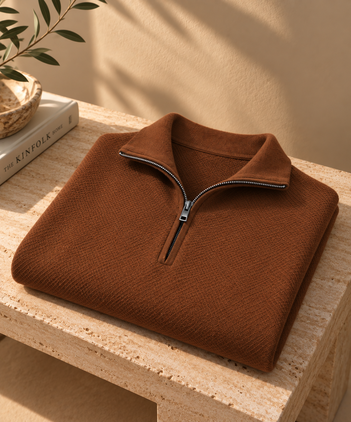 Slim-Fit Mock Neck Half-Zip Sweater