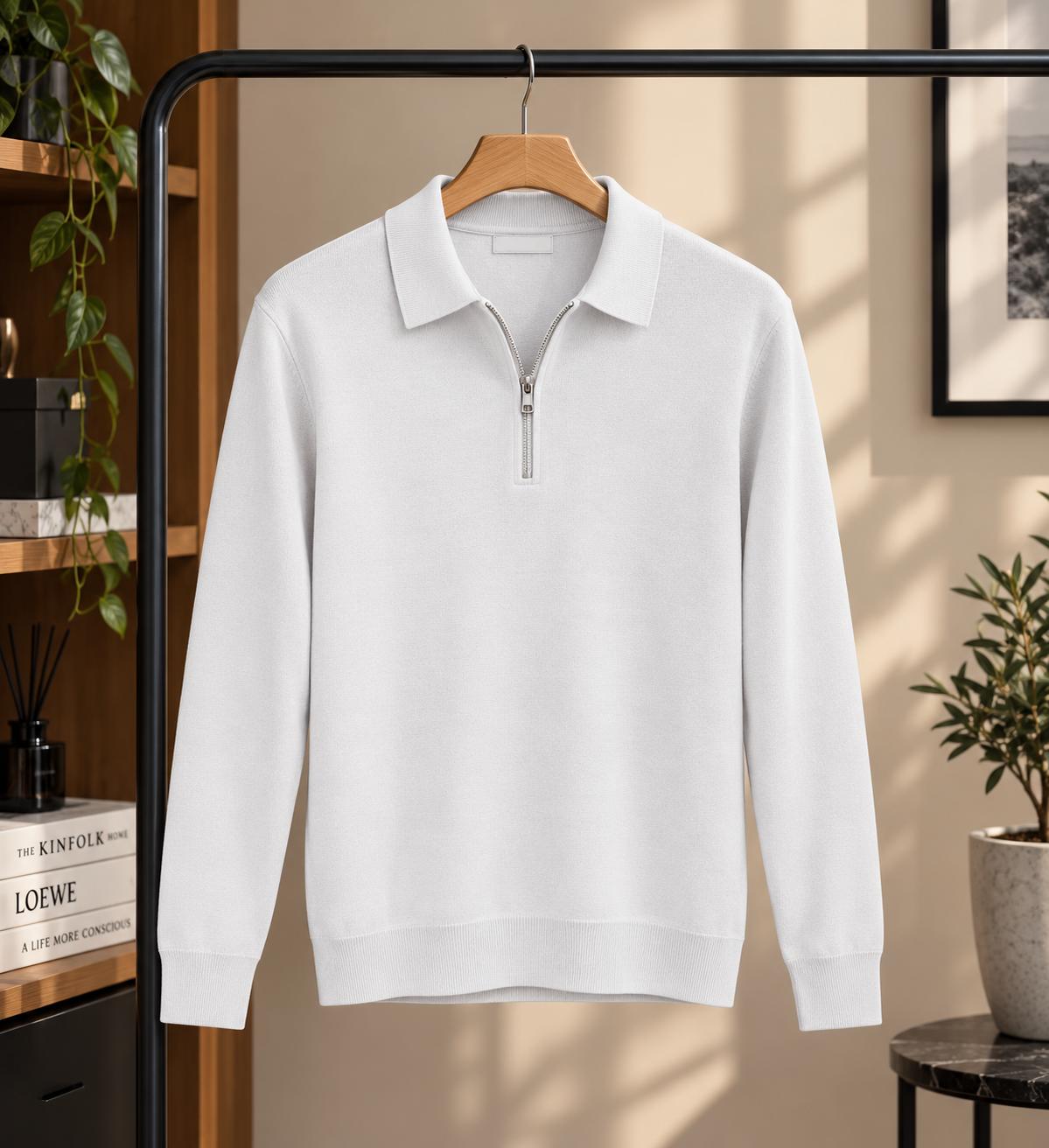 Quarter-Zip Pullover Polo Sweater