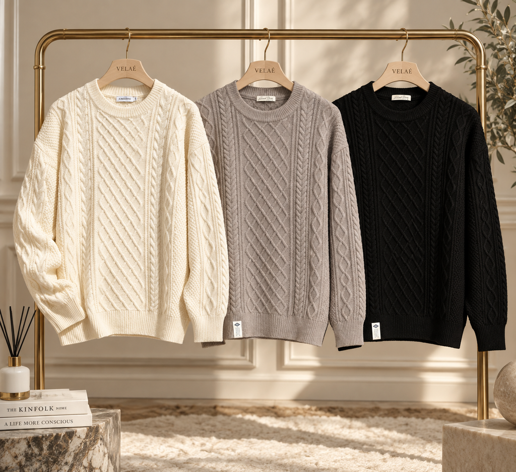 3D Diamond Cable-Knit Sweater