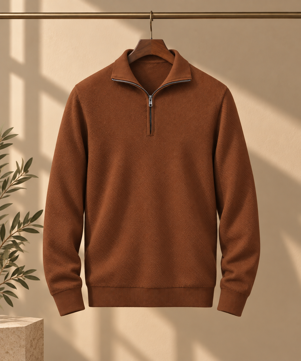 Slim-Fit Mock Neck Half-Zip Sweater