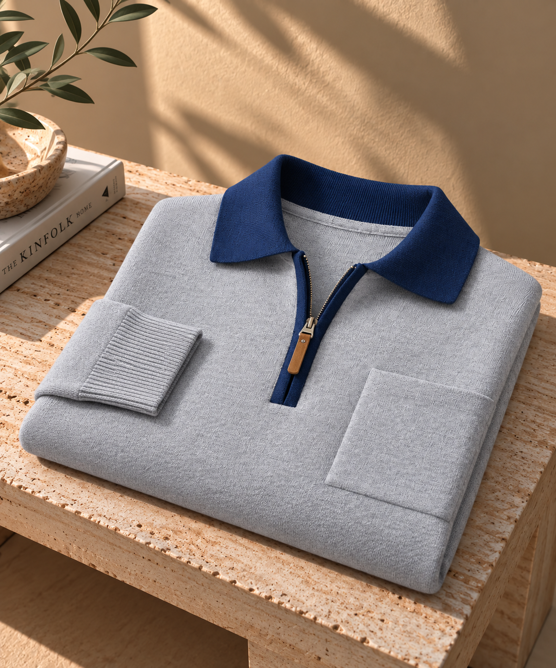 Men's Loose Polo Collar Half Zip Sweater
