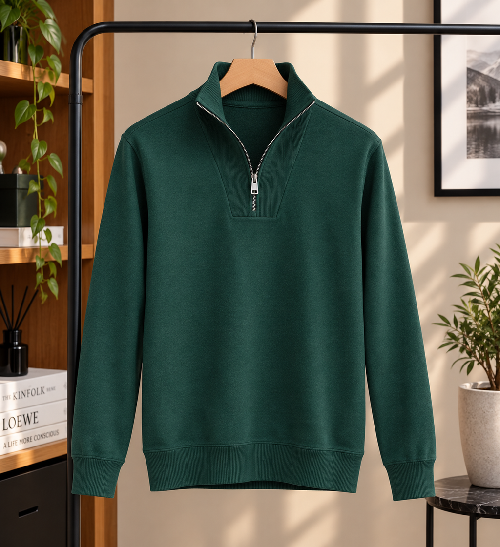 Half-Zip Mock Neck Pullover Sweater