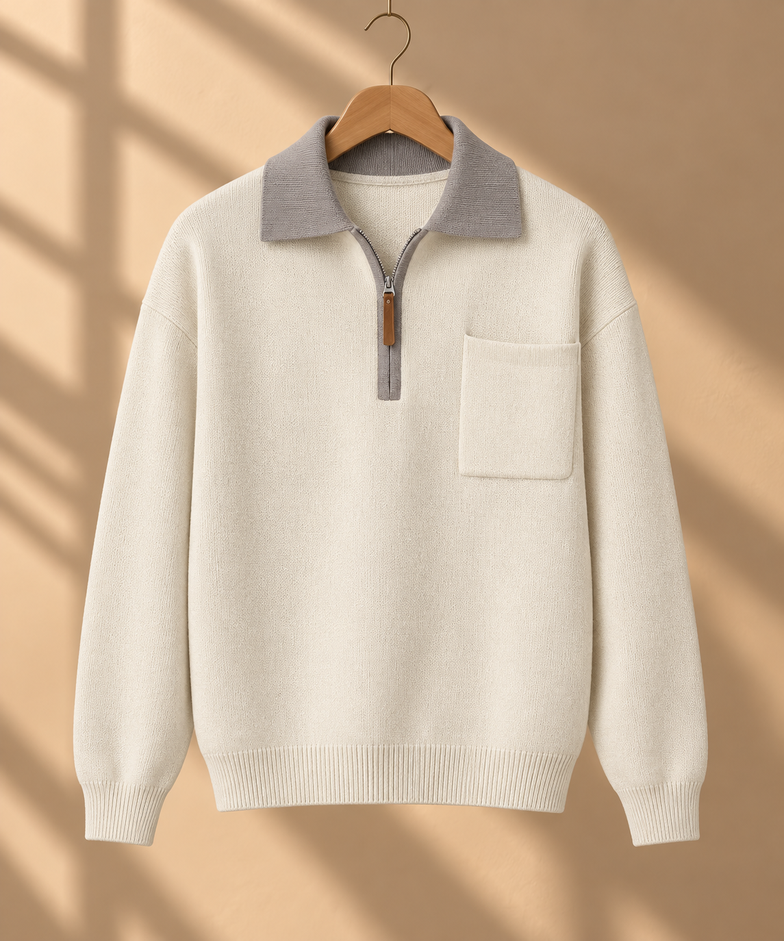 Men's Loose Polo Collar Half Zip Sweater