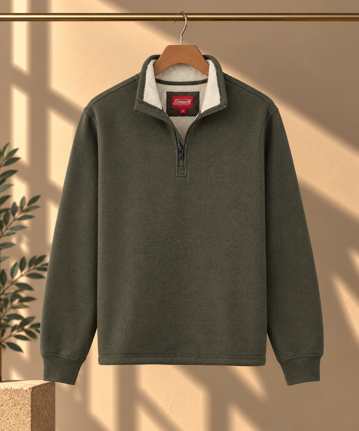 Sherpa-Lined Quarter-Zip Pullover